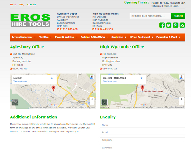 Website for Tool Hire Business
